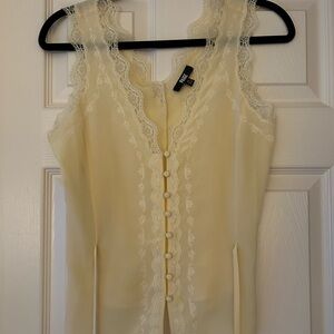 PAIGE Butter Yellow Lace Blouse